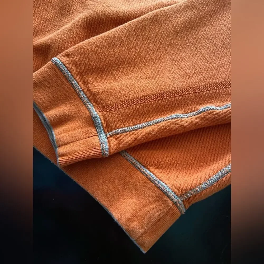 TOMMY BAHAMA Reversible Tan/Orange 1/4 Zip Cotton Pullover Sweater sz XLarge